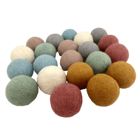 Pile of felt balls in earth tones