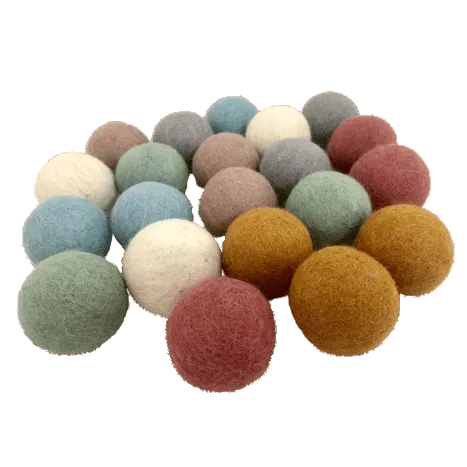 Pile of felt balls in earth tones