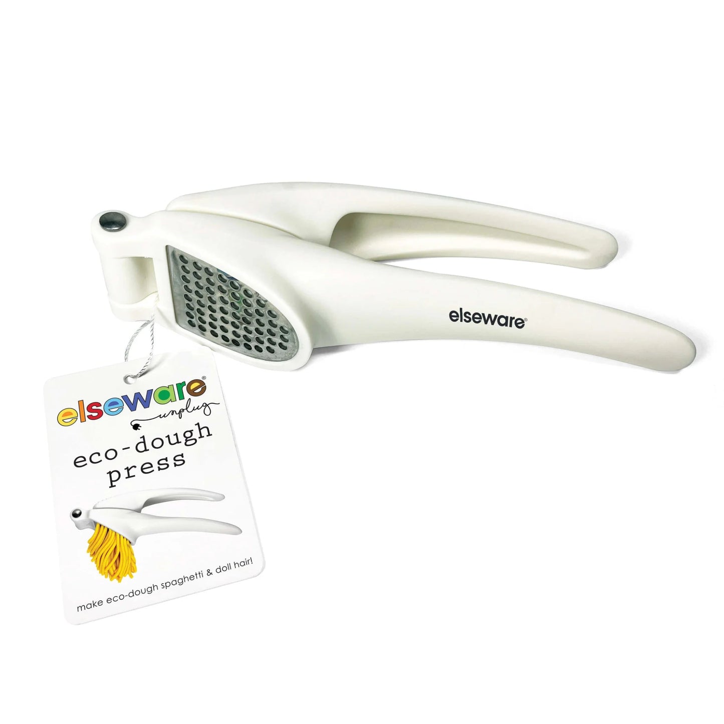 White eco-dough press with 'elseware' branding on a white background