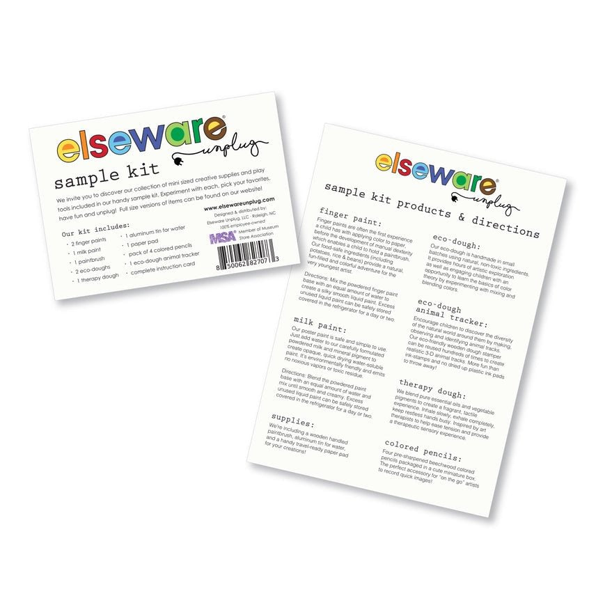 Elseware Unplug sample kit content card and instructions