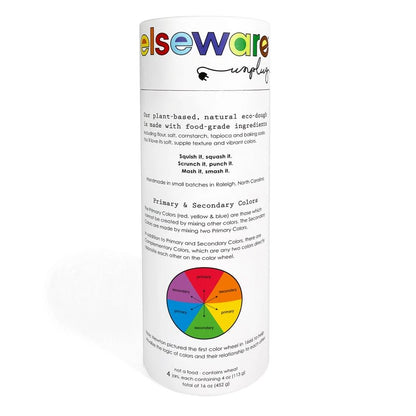Elseware eco dough packaging with a color wheel on a white background