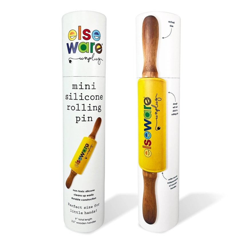 White tube depicting Elseware Unplug mini silicone rolling pin on a white background