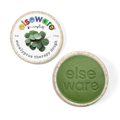 Green eucalyptus therapy dough in a round container with 'else ware' branding on a white background.
