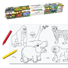 Coloring scroll with jungle animals and coloring book set on a white background