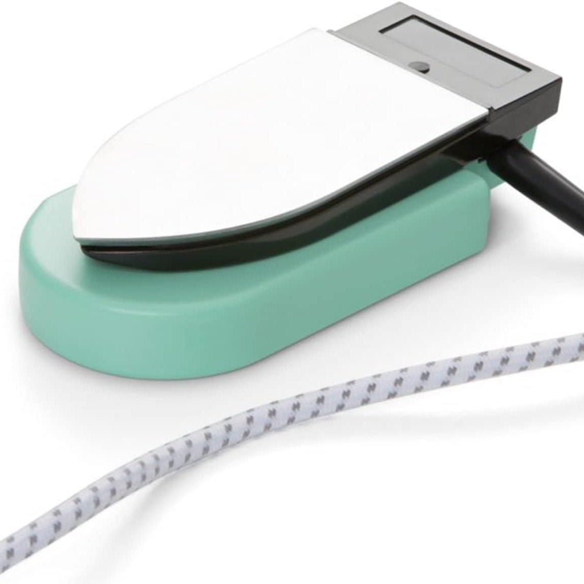 Mint green Encaustic Art painting iron shown in hot plate mode on a white background