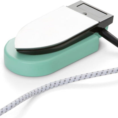 Mint green Encaustic Art painting iron shown in hot plate mode on a white background