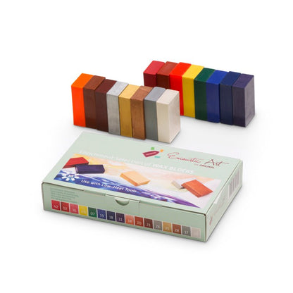 Enrichment Set of colorful wax blocks with a box labeled 'Encaustic Art' on a white background