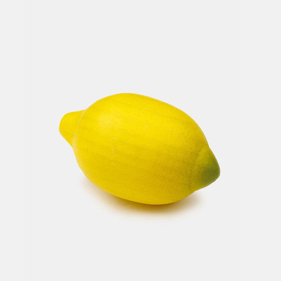 Wooden lemon on a white background
