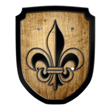 Escutcheon Wooden Play Shield - Fleur de Lis - wood, leather Pretend Play for open-ended play - Title: Default Title