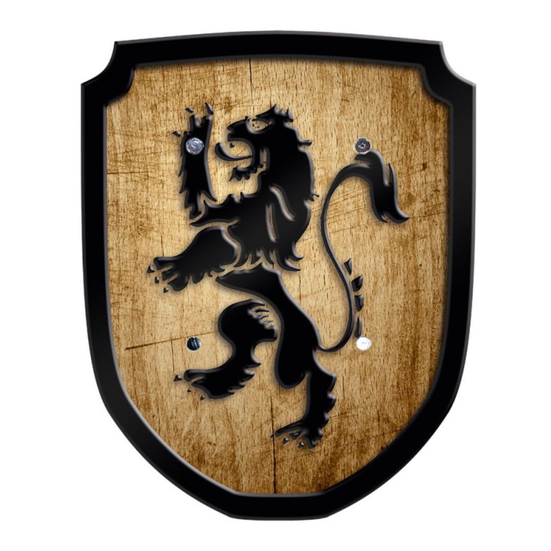 Escutcheon Wooden Play Shield - Lion - wood, leather Pretend Play for open-ended play - Title: Default Title