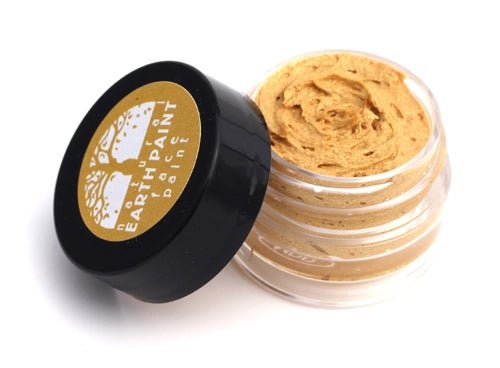Natural Earth Paint jar in gold on a white background