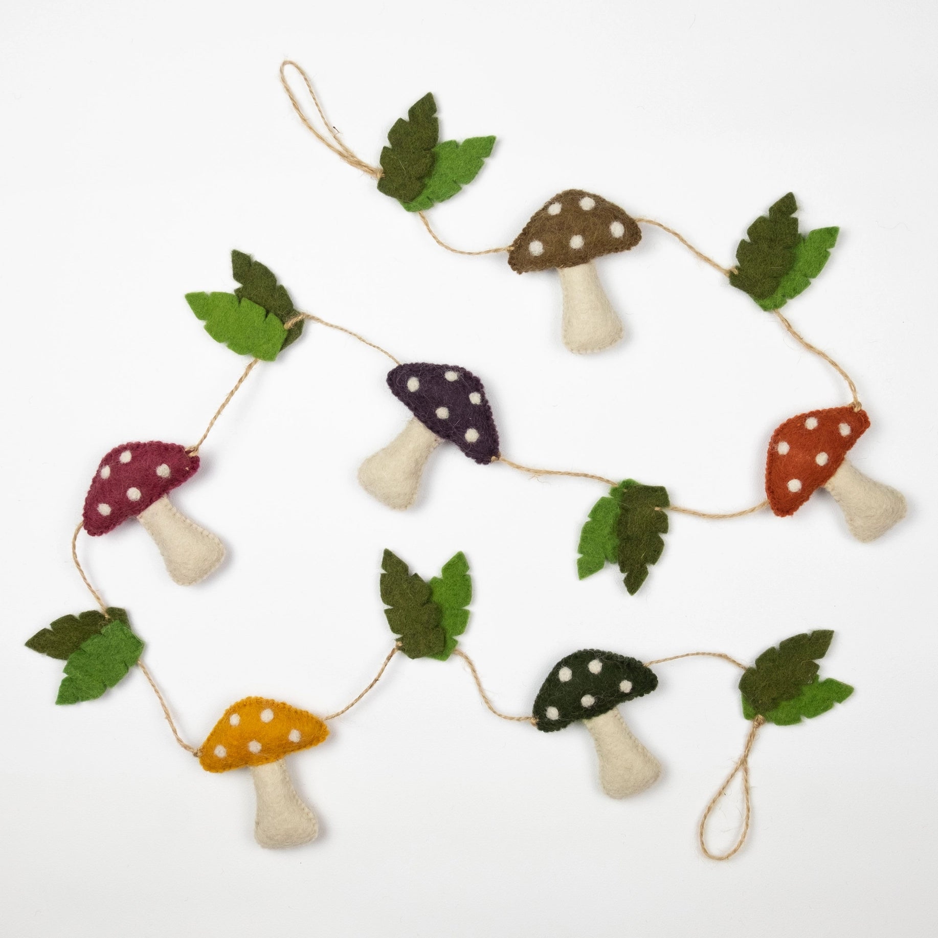 Fair Trade Handcrafted Felt Spotted Mushroom Garland - natural, felt for open-ended play - Title: Default Title