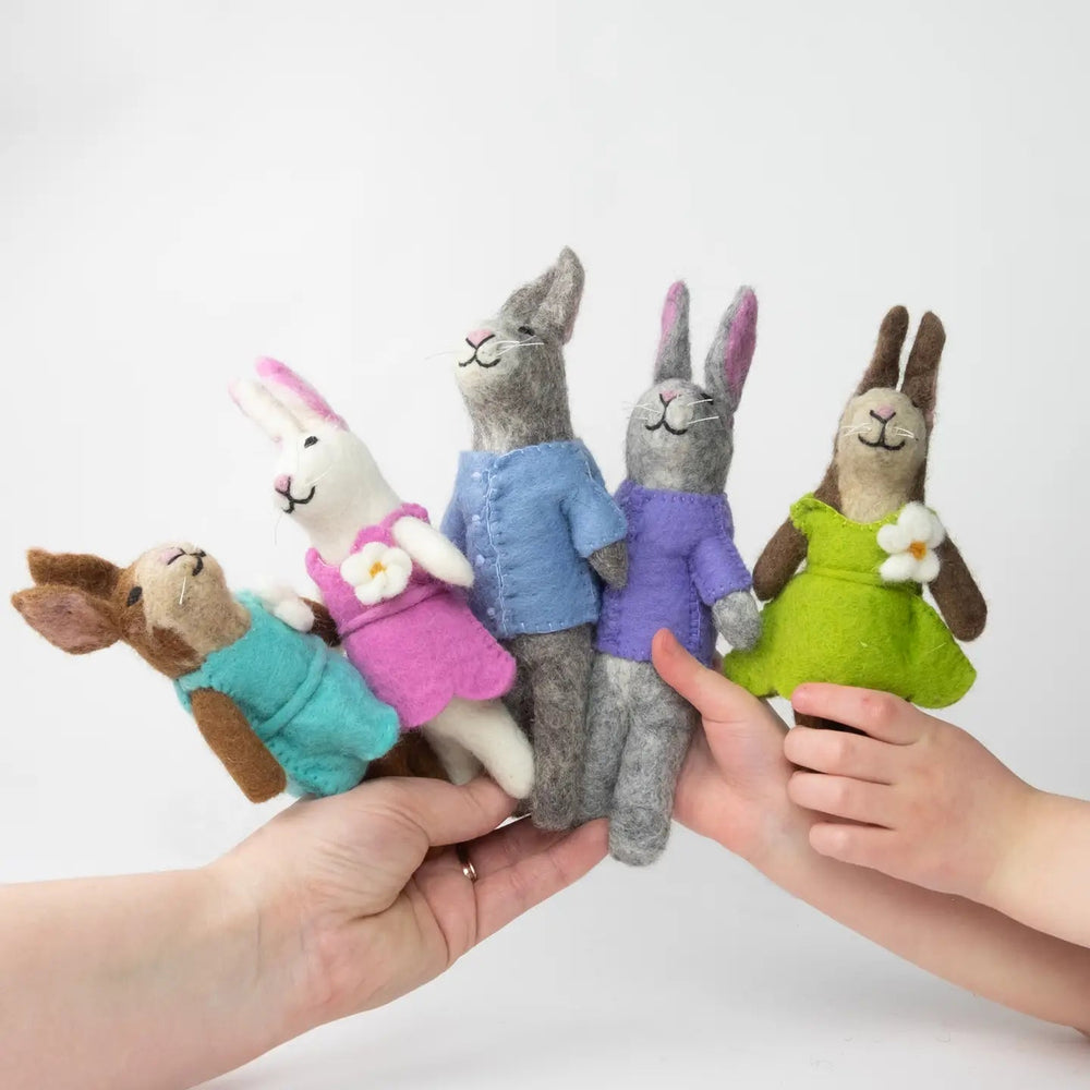 Fair Trade Handmade Felt Bunny Doll (7-8") - felt Dolls for open-ended play - Color: purple-2