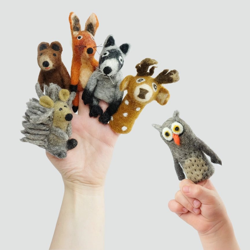 Fair Trade Handmade Felt Forest Friends Puppets (6") - felt for open-ended play - Animal: Deer