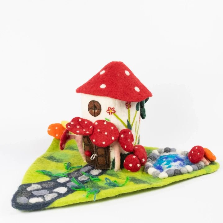 Fair Trade Handmade Felt Magic Mushroom Fairy Playhouse - wood, natural, felt Dollhouse for open-ended play - Title: Defau...