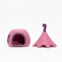 pink fairy cave with removeable roof/hat on a white background