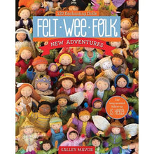 Book cover of 'Felt Wee Folk New Adventures' with illustrations of dolls.