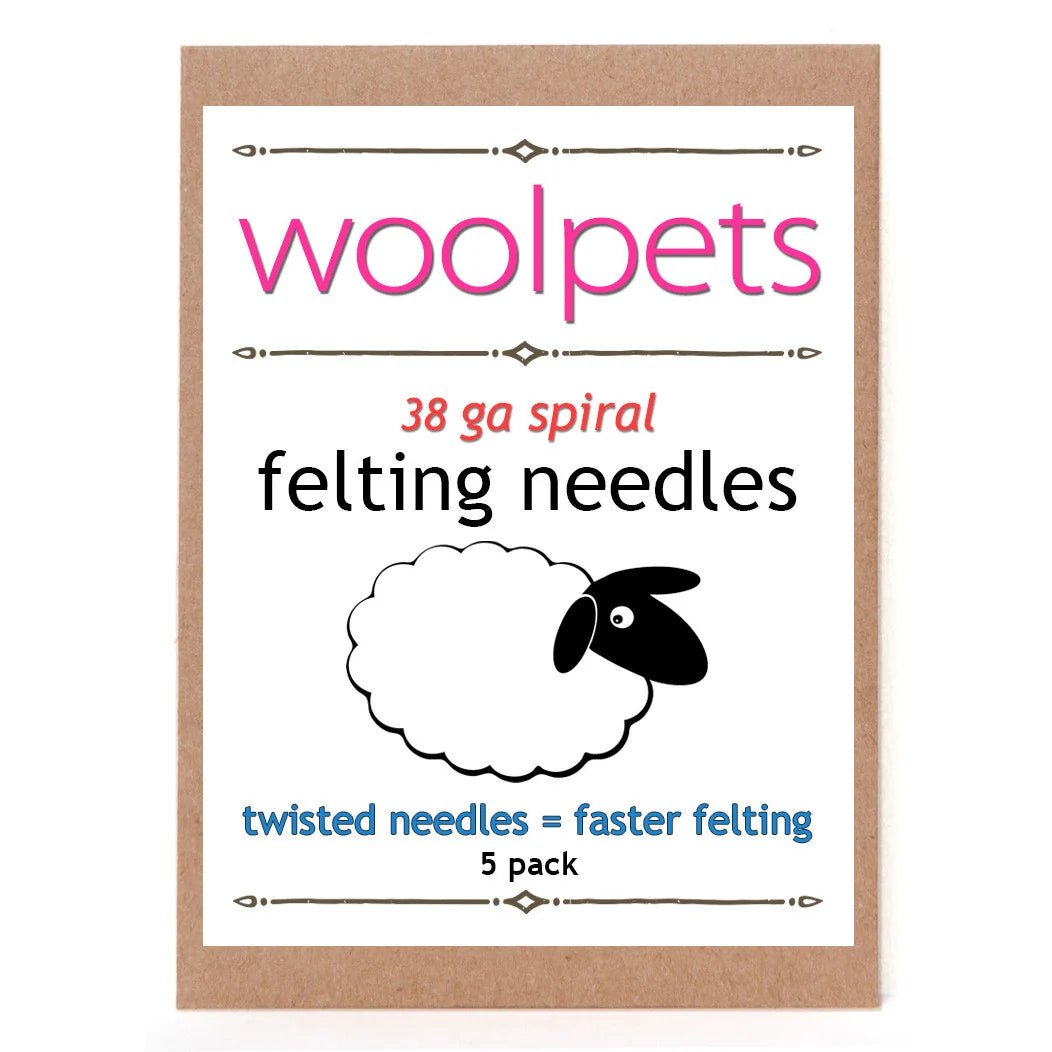 5 pk of 38 ga spiral felting needles in woolpets packaging