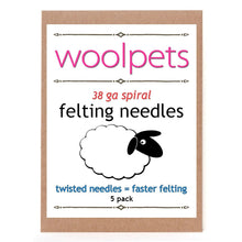 5 pk of 38 ga spiral felting needles in woolpets packaging