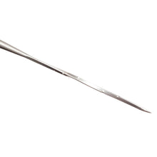 Close up of spiral felting needle on a white background