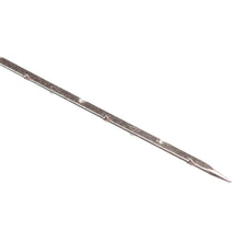 Close up of a trangle shaped felting needle  on a white background