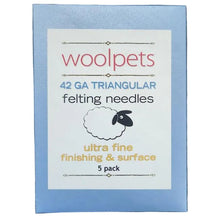 woolpets branded packaging for 42ga triangular felting needles on a white background