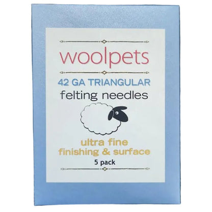 woolpets branded packaging for 42ga triangular felting needles on a white background