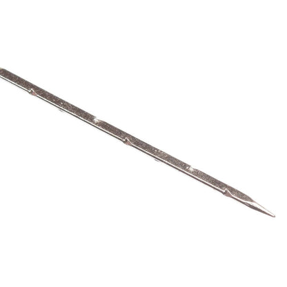 Close up of trangle shaped felting needle on a white background