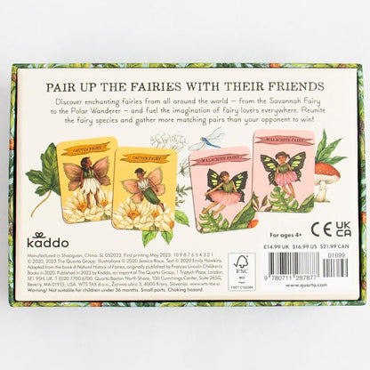 Kaddo fairy matching game packaging with illustrations of fairies and text on a white background