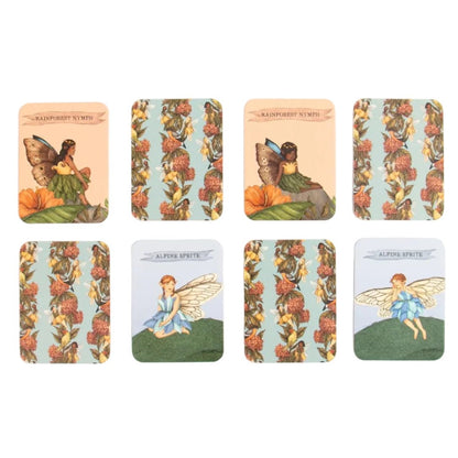 Set of fairy-themed cards with decorative borders on a white background