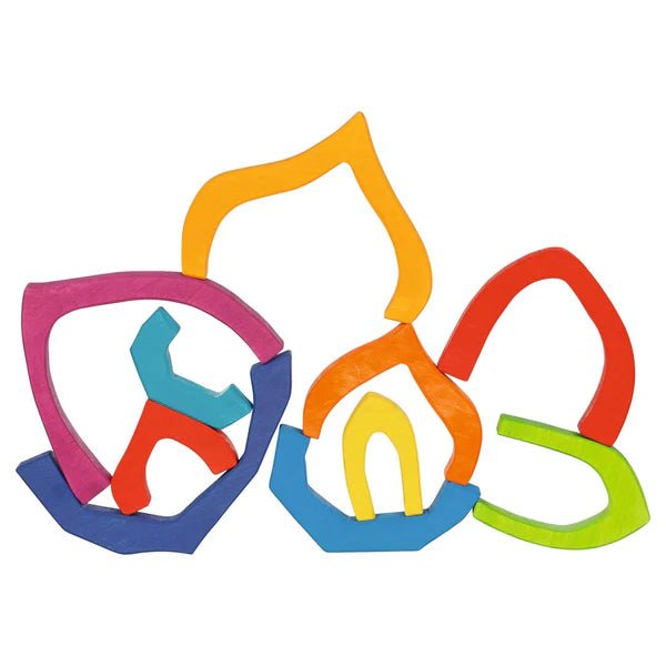 Colorful blocks in various shapes on a white background
