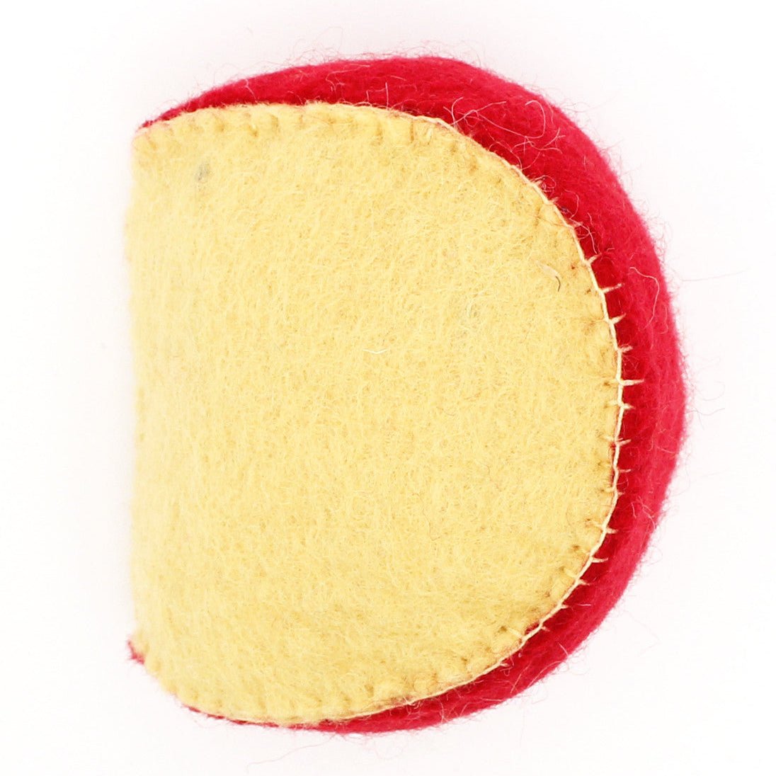 Felt gouda wedge on a white background