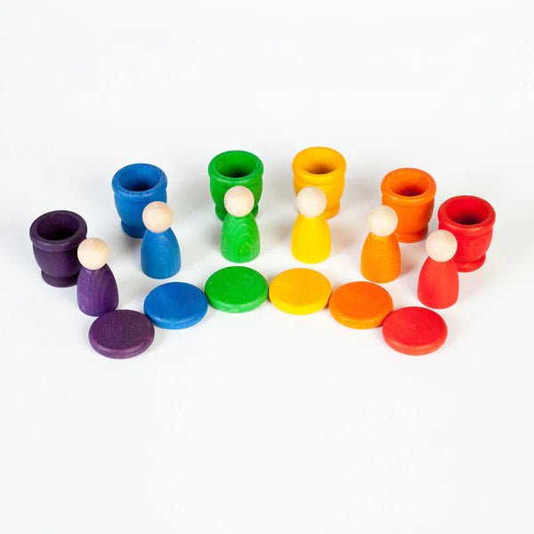 Grapat Colorful Nins Mates and Coins - wood, cotton, natural Toy Playsets for open-ended play - Title: Default Title