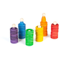 Grapat Colorful Nins Rings and Coins Sorting Game - wood, cotton, natural Toy Playsets for open-ended play - Title: Defaul...