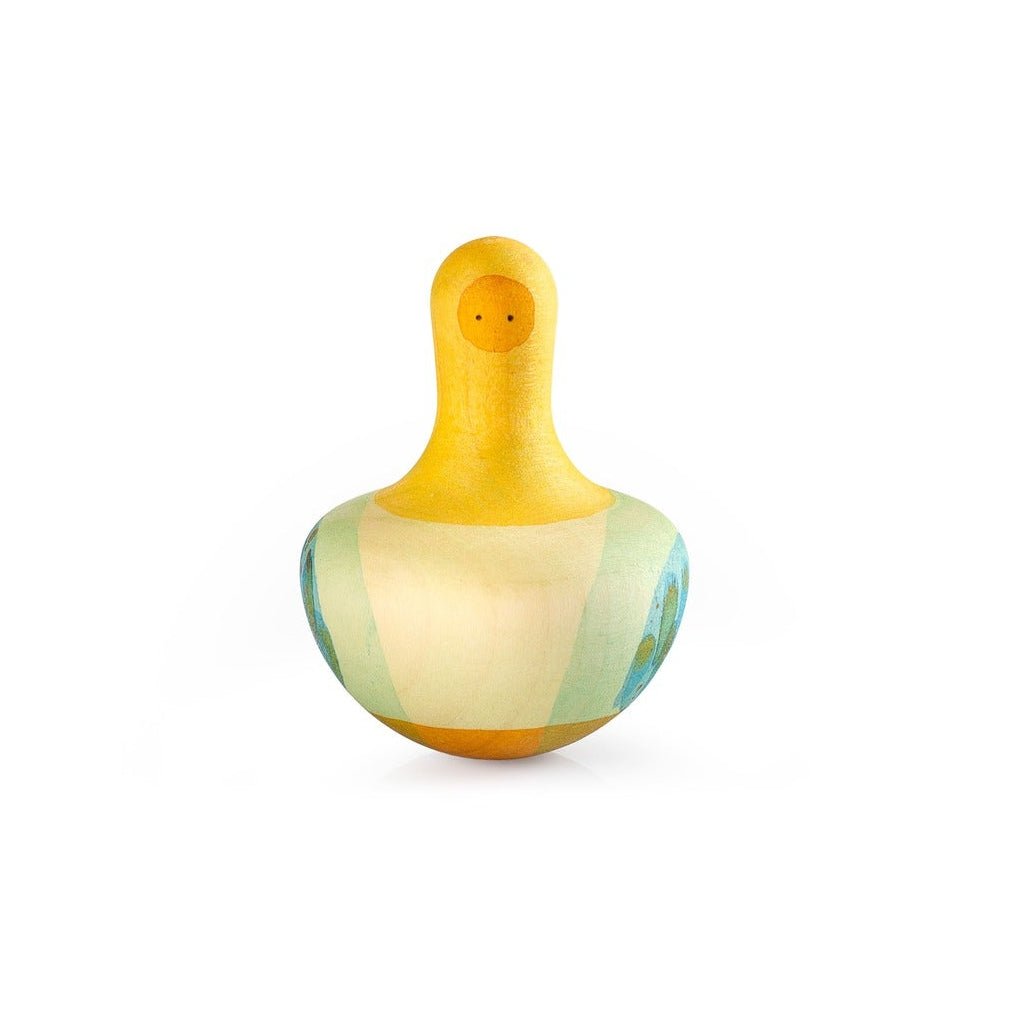 Yellow bird rocking toy on a white background