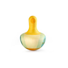 Yellow bird rocking toy on a white background