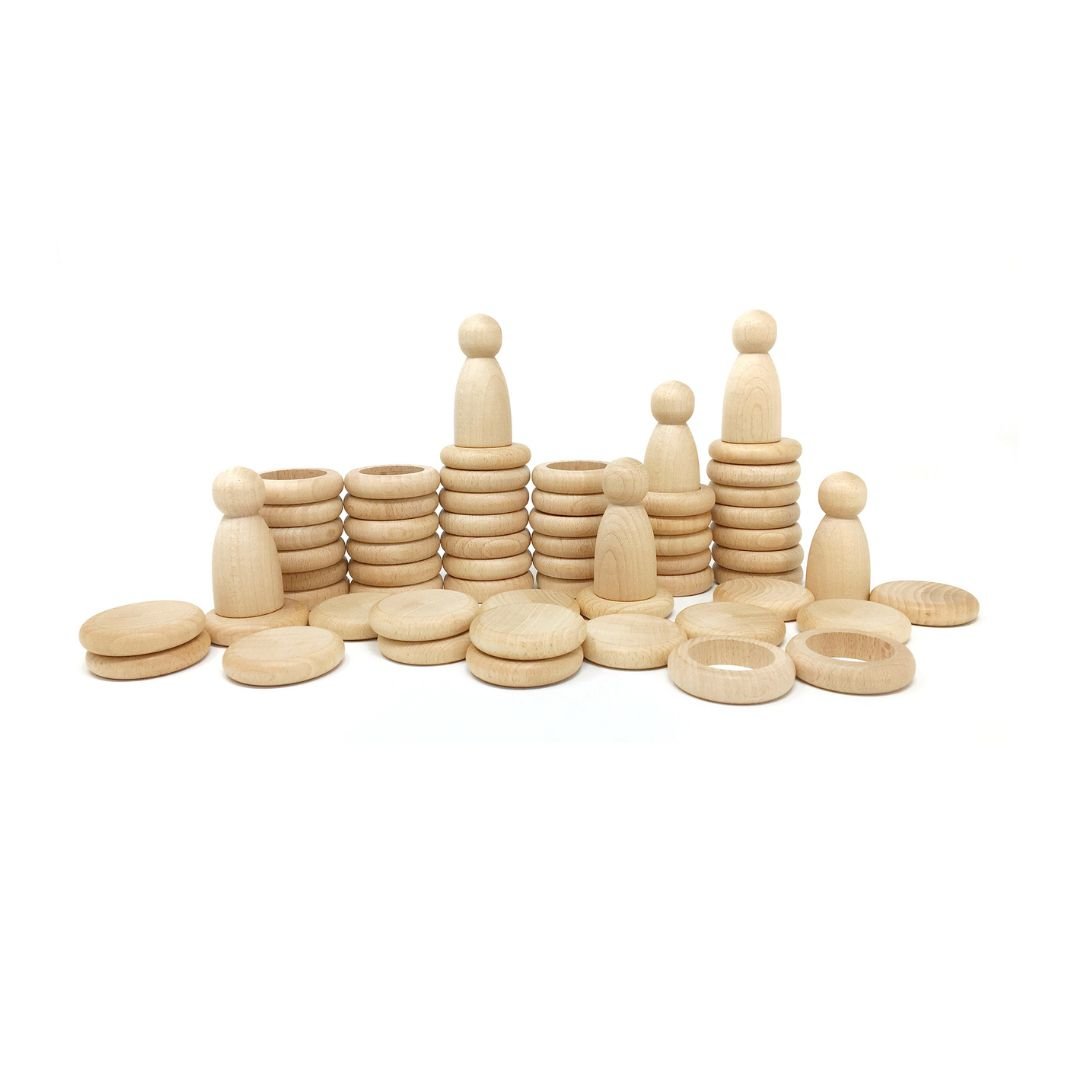 Grapat Natural Nins Rings and Coins Sorting Game - wood, cotton, natural Toy Playsets for open-ended play - Title: Default...