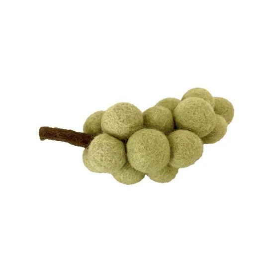 Bunch of felted green grapes on a white background