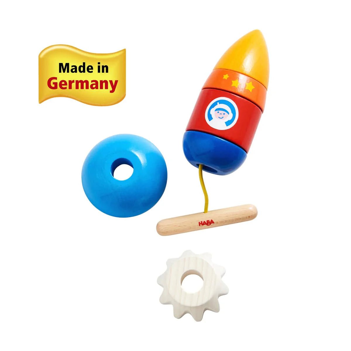 HABA Wooden Lacing Rocket Ship - wood Baby Toys for open-ended play - Title: Default Title