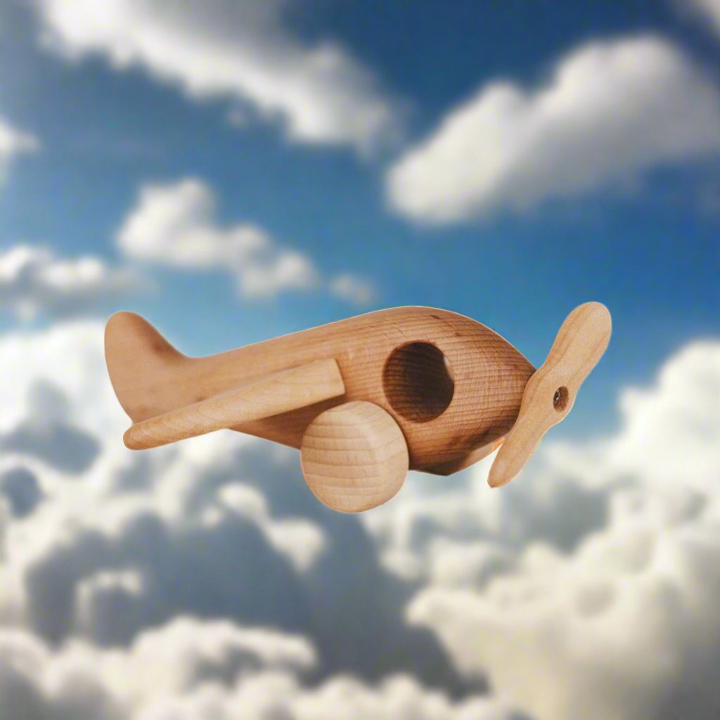 Handmade Wooden Airplane - wood, natural, beeswax Vehicles for open-ended play - Title: Default Title