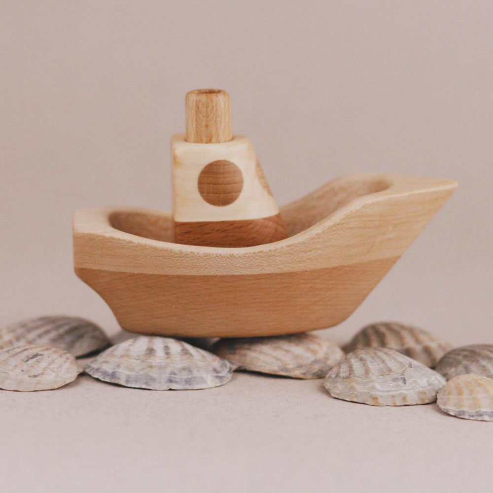 Handmade Wooden Boat - wood, natural, beeswax Vehicles for open-ended play - Title: Default Title