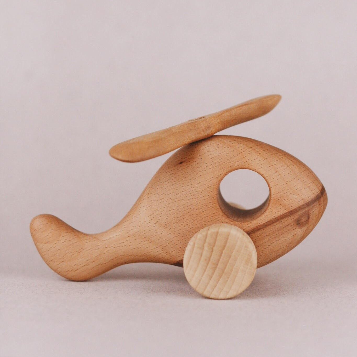 Handmade Wooden Helicopter - wood, natural, beeswax Vehicles for open-ended play - Title: Default Title