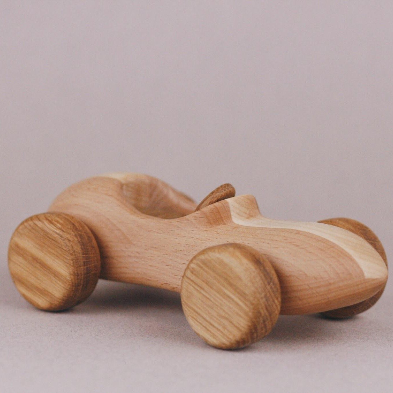 Handmade Wooden Retro Race Car - wood, natural, beeswax Vehicles for open-ended play - Title: Default Title