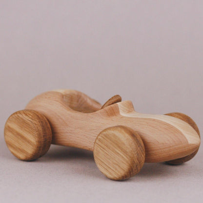 Handmade Wooden Retro Race Car - wood, natural, beeswax Vehicles for open-ended play - Title: Default Title