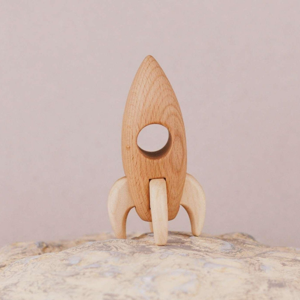 Handmade Wooden Rocket - wood, natural, beeswax Vehicles for open-ended play - Title: Default Title