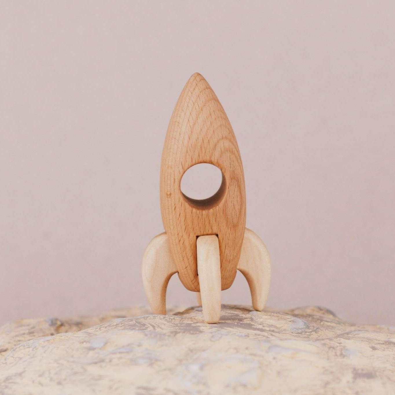Handmade Wooden Rocket - wood, natural, beeswax Vehicles for open-ended play - Title: Default Title