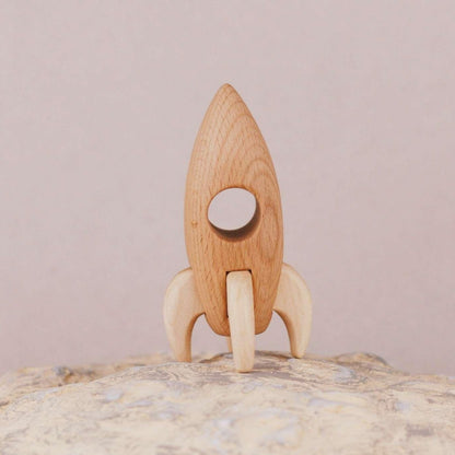 Handmade Wooden Rocket - wood, natural, beeswax Vehicles for open-ended play - Title: Default Title