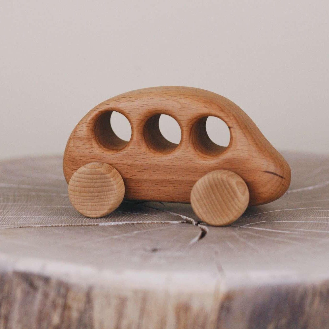 Handmade Wooden Simple Bus - wood, natural, beeswax Vehicles for open-ended play - Title: Default Title