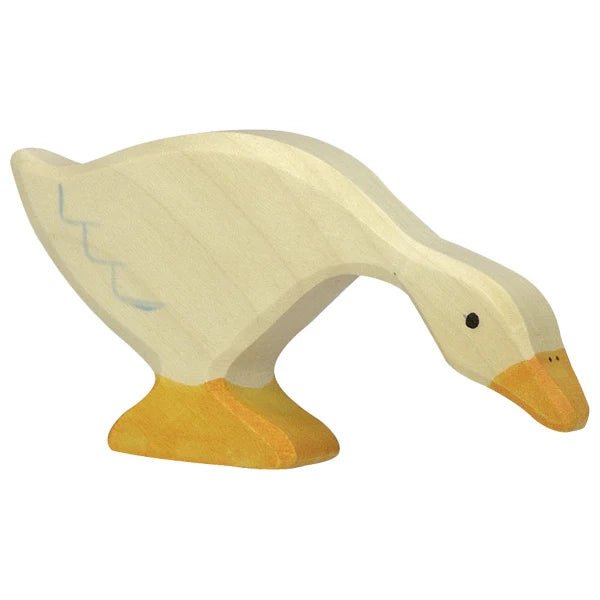 Holztiger Goose Eating Toy Figure - wood Wooden Figures for open-ended play - Title: Default Title