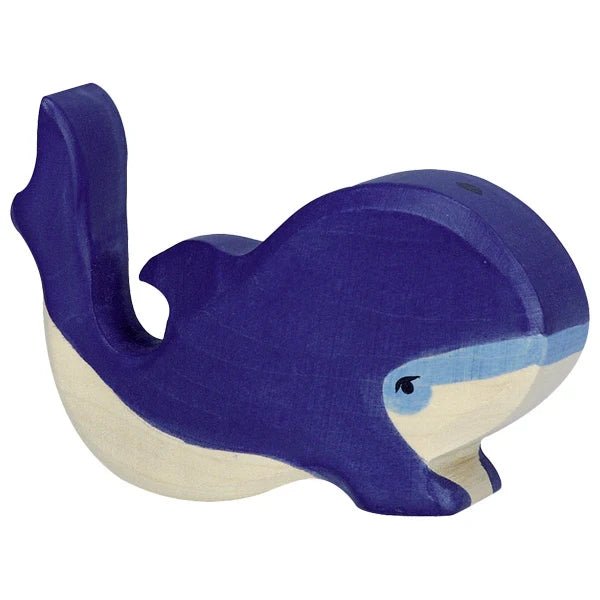 Holztiger Little Blue Whale Toy Figure - wood Wooden Figures for open-ended play - Title: Default Title